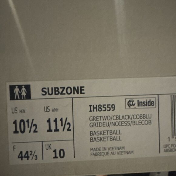 ADIDAS Basketball-New-Men\'s Grey Two/Black/Blue Subzone Shoes IH8559-Size 10.5